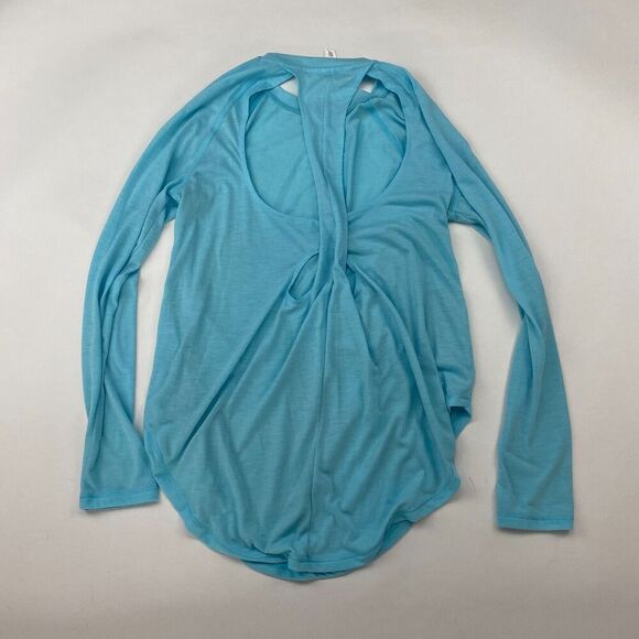 Under Armour LOOSE Blue Long Sleeve Open Back Activewear T-Shirt Tee Size Small - Picture 6 of 8